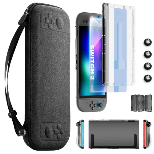 Vista 10 de Pro Controllers Accessories Bundle for Nintendo Switch 2 18-in-1: Carrying Case, Screen Protector, Thumb Grip for Joycon, Dockable Console