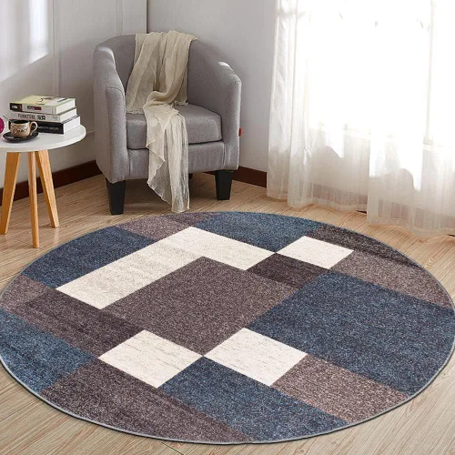 Vista 29 de Rugshop Alfombra Contemporánea Azul con Cajas Geométricas Antideslizante y sin Desprendimiento para Sala de Estar, Comedor y Oficina, 20" x 30