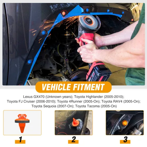 Vista 8 de GOOACC 100 clips de guardabarros compatibles con Toyota 4Runner FJ Cruiser Highlander RAV4 Tacoma, reemplazo 75495-35010 75397-35010
