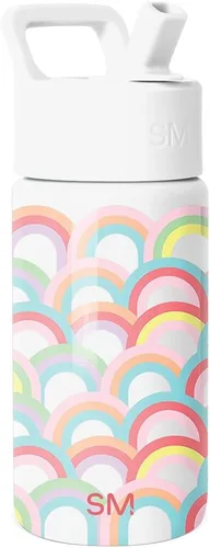 Vista 29 de Simple Modern Botella de agua para niños con tapa con pajilla, vaso aislado de acero inoxidable de 14 onzas para niños y a prueba de derrames
