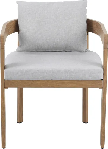 Vista 9 de Christopher Knight Home Juego de 2 sillas de comedor de aluminio, sillones con cojines, silla decorativa de barril, acabado similar a la madera