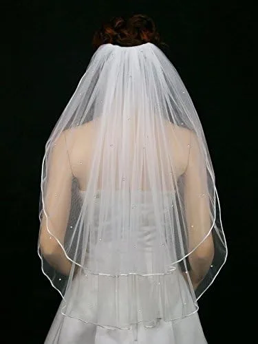 Vista 4 de SAMKY 2T 2 Tier Rhinestones Crystal Rattail Edge Bridal Wedding Veil