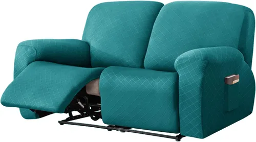 Vista 20 de vctops Funda reclinable con diamantes de 4 piezas, funda elástica para sofá reclinable de 1 plaza, protector suave y sólido para muebles con correa