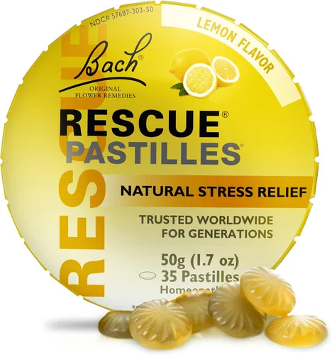 Vista 8 de Bach RESCUE PASTILLES, sabor grosella negra, pastillas naturales para aliviar el estrés, esencia floral homeopática, vegetariana, sin gluten