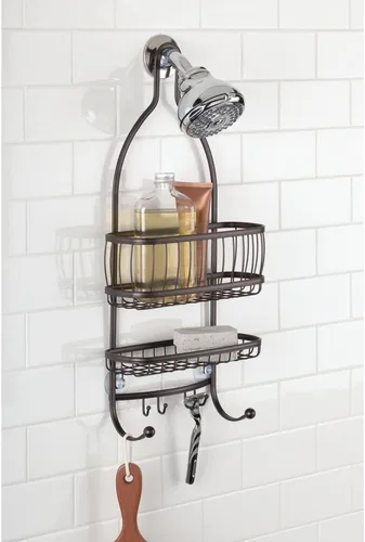 Vista 4 de iDesign 61971 York Lyra - Organizador colgante para ducha, 10 x 4 x 22 pulgadas, bronce