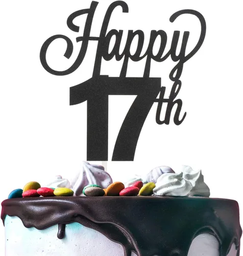 Vista 50 de LINGTEER - Decoración para pastel con texto "Happy Birthday 100", color negro