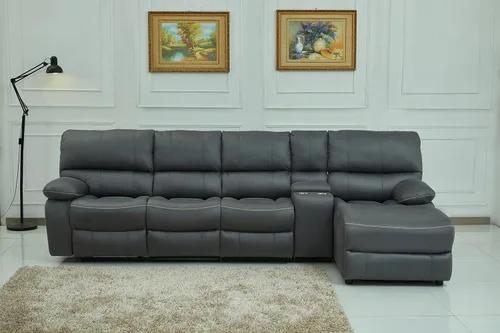 Vista 4 de Betsy Furniture Microfibra Gris Modular Reclinable Seccional 8007 (Gris, Asiento Extra)