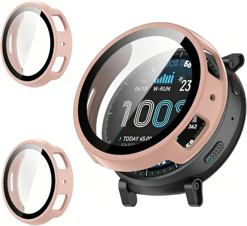 Vista 10 de Rc-Z Paquete de 2 fundas protectoras de pantalla para reloj inteligente Amazfit Active 2, parachoques de policarbonato duro, película de vidrio