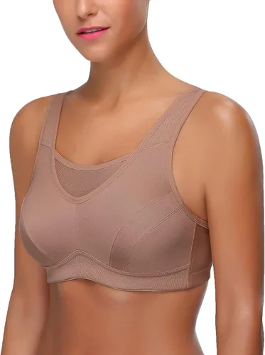 Vista 3 de Wingslove - Brasier deportivo de cobertura completa, alto impacto, sin aros, sin acolchado, control de rebote, para mujer