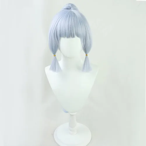 Vista 2 de FINER SHOP Peluca de cosplay para juego Genshin Impact Kamisato Ayaka Cosplay Kamisato Ayaka peluca Genshin disfraz de cosplay anime peluca