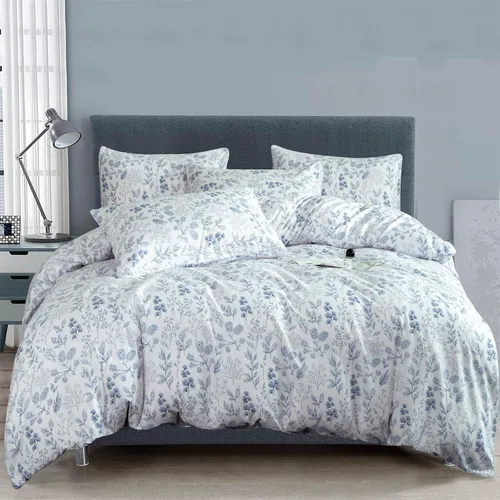 Vista 10 de Juego de ropa de cama individual 100% microfibra cepillada chic con flores, 3 piezas - Funda de edredón y 2 fundas de almohada con cierre