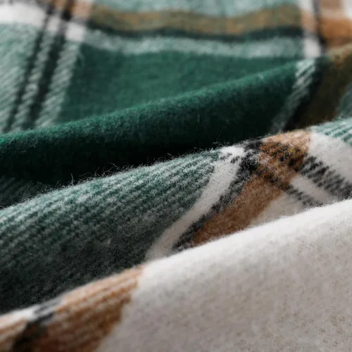 Vista 7 de YOUNGER TREE Conjunto de sudadera con capucha para niños pequeños, conjunto de camisa de franela a cuadros para otoño, invierno y primavera