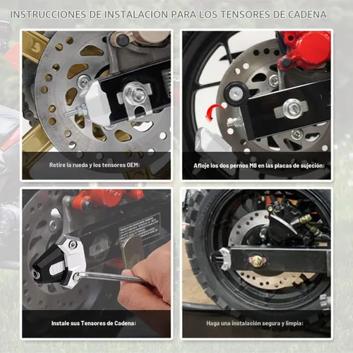 Vista 3 de Canitu 2 ajustadores de eje tensor de basculante negro, carrete de cadena de eje trasero de aluminio para motocicleta, ajustadores de cadena