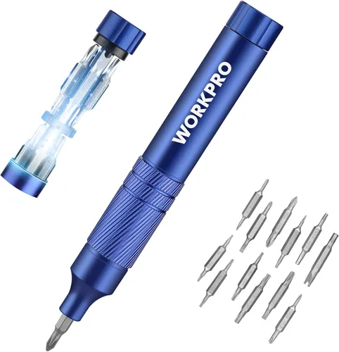 Vista 11 de WORKPRO - Juego de destornilladores multifuncional 24 en 1, mini juego de destornilladores magnéticos, destornilladores manuales con forma de lápiz