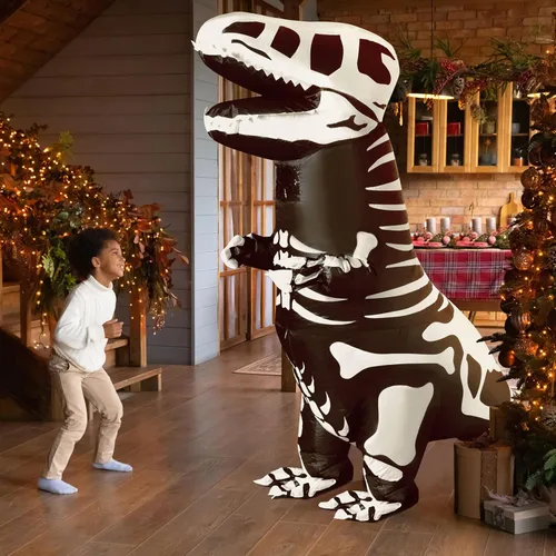Vista 5 de Disfraz inflable de dinosaurio para Halloween disfraz inflable de esqueleto T-Rex de cuerpo completo