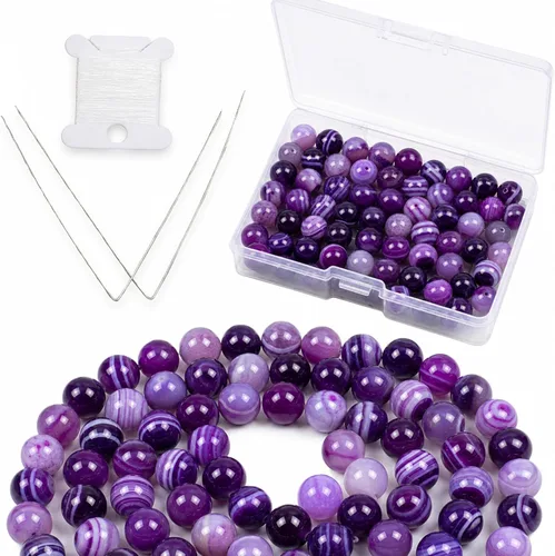 Vista 13 de Cherry Tree Collection 100 cuentas redondas de 6 mm de turquesa africana para hacer joyas Incluye caja de almacenamiento, cordón elástico