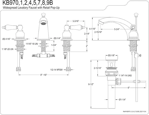Vista 2 de Kingston KB978B - Grifo de baño generalizado, níquel cepillado