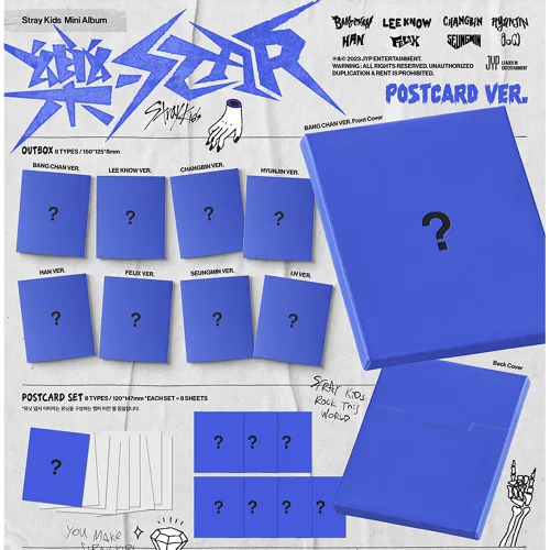 Vista 2 de Stray Kids - 樂-Star [Postcard VER.] Album+Pre-Order Benefit (Felix ver.)