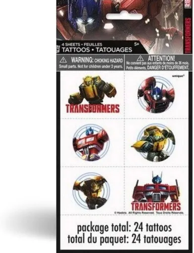 Vista 2 de Unique Tatuajes temporales Transformers - Diseños surtidos, 24 piezas