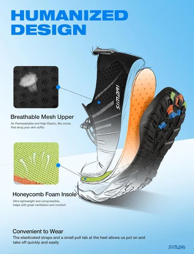 Vista 4 de Simari Zapatos de agua para mujer, hombre, natación, playa, piscina, deportes acuáticos, secado rápido, estilo descalzo, buceo, surf y caminar