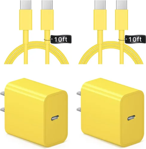Vista 13 de Cargador para iPhone 17 16 15 de carga rápida - 2 unidades, 20 W, USB C, bloque de carga con cable tipo C de 6 pies compatible con iPhone 17/17