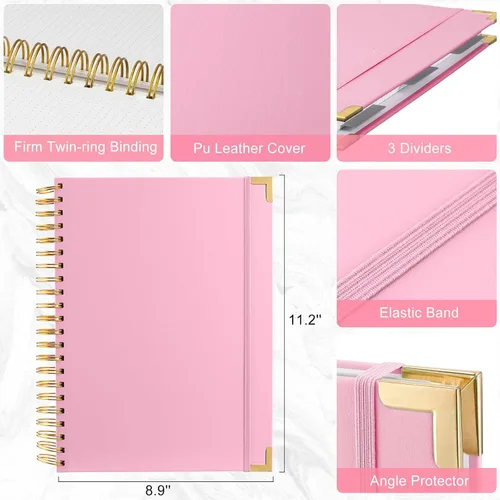 Vista 2 de Tenceur 2 cuadernos en espiral de tapa dura de 8.5 x 11 pulgadas, cuaderno de 300 páginas, 3 sujetos con divisores, cuaderno A4, diario de escritura