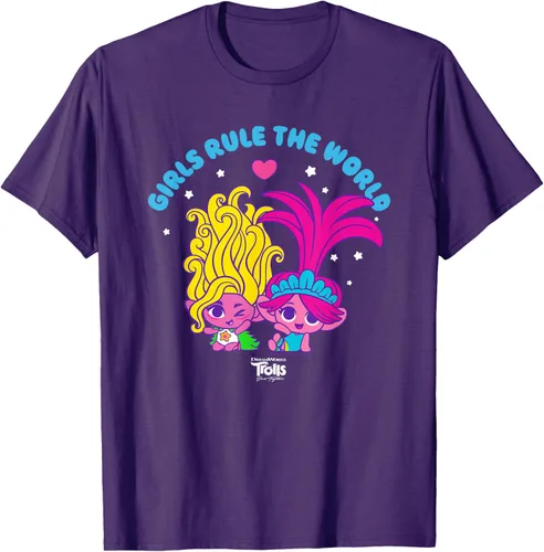 Vista 24 de DreamWorks Trolls Band Together - Camiseta para niñas con leyenda "Rule", diseño Negro