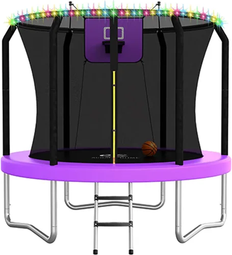 Vista 17 de Outdoor Trampoline with Net for Kids 10FT 12FT 14FT 15FT 16FT Púrpura