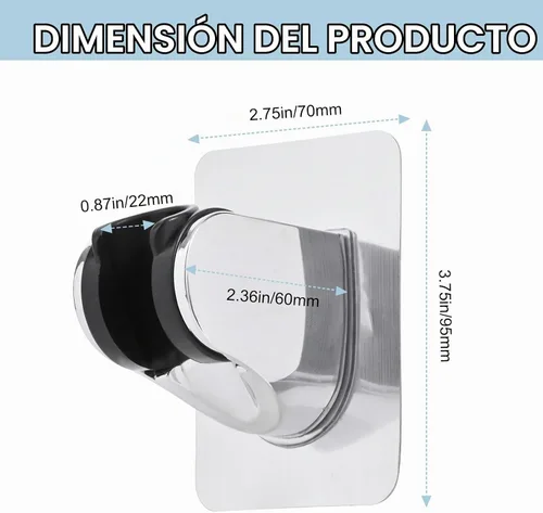 Vista 6 de Soporte para cabezal de ducha, adhesivo fuerte e impermeable, soporte de pared, soporte de cabezal de ducha de mano ajustable, sin taladrar y usar