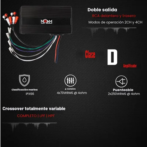 Vista 6 de NOAM NUTV5-S Quad PRO - Kit de sistema estéreo marino ATV/carrito de golf/UTV, con 4 altavoces de torre de luz LED impermeables, subwoofer