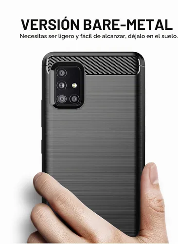 Vista 4 de Funda para Samsung A51 5G con protector de pantalla HD - M MAIKEZI Slim TPU antideslizante (cepillado negro)