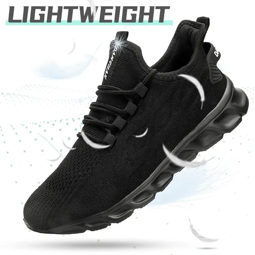 Vista 4 de QIJGS Zapatos deportivos de correr para hombre, para gimnasio, tenis, atléticos, de malla, ligeros, deportivos, a la moda, para entrenamiento