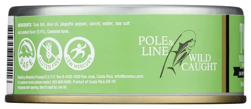 Vista 5 de Tonnino Atún aleta amarilla jalapeño en aceite de oliva ahumado, 4.94 OZ