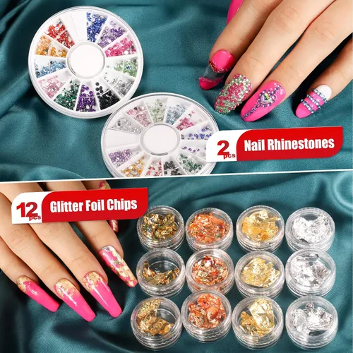 Vista 5 de Teenitor Diseñador de bolígrafos de uñas, herramienta de arte de uñas con 15 pinceles de pintura de uñas, herramienta de punteo de uñas, lámina