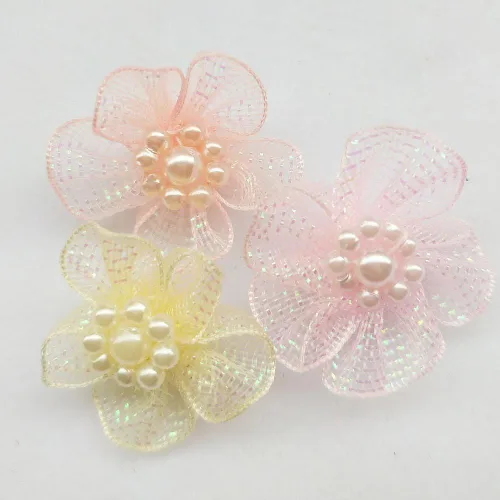 Vista 2 de Chenkou Craft Mix Lots - 40 lazos de organza de 1.102 in con cuentas para manualidades de boda (A0020))