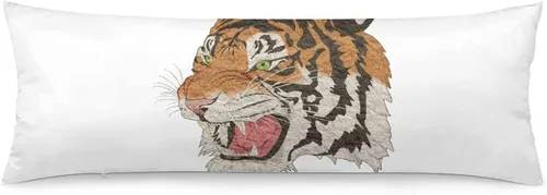 Vista 14 de Funda de almohada corporal, funda de almohada extra grande con cara de animal y gato grande, diseño de animal salvaje, funda de almohada corporal