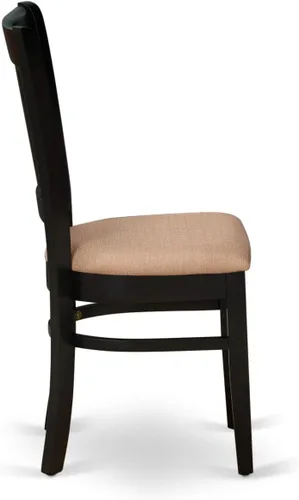 Vista 8 de East West Furniture ANVA3-BLK-C - Juego de mesa de comedor moderno de 3 piezas que contiene una mesa de cocina redonda con pedestal y 2 sillas