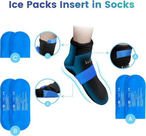 Vista 7 de SuzziPad Ice Pack - Gorro para aliviar el estrés, calcetines de enfriamiento y guantes fríos para neuropatía por quimioterapia, artículos