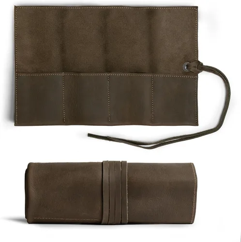 Vista 7 de Hide & Drink, Organizador de rollos de reloj de cuero hecho a mano de cuero de grano completo, con capacidad para hasta 4 relojes, fácil de llevar