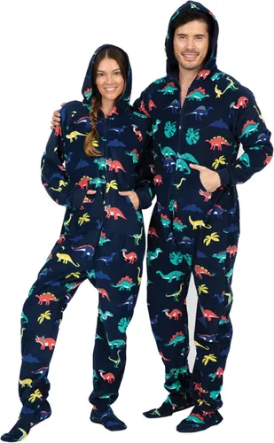 Vista 3 de Footed Pajamas - Enterizo con capucha a juego para la familia Suéteres de una pieza para niños, niñas, hombres, mujeres y mascotas, unisex, Naranja