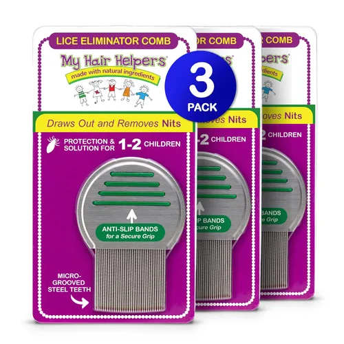 Vista 10 de My Hair Helpers Peine eliminador de piojos – Acero inoxidable – Elimina eficazmente piojos, liendres y superpiojos del cabello – Para 1-2 niños