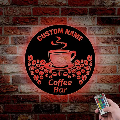 Vista 3 de Letrero de metal personalizado para barra de café Letreros de metal personalizados para cafeterías Letrero personalizado para decoración