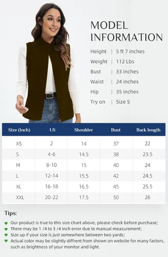 Vista 5 de Xeoxarel Chaleco de forro polar para mujer con 6 bolsillos (XS-2XL)