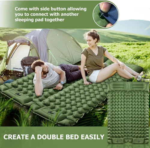 Vista 5 de Almohadilla de dormir Toncoke, almohadilla inflable extra gruesa y ultraligera con almohada, bomba de pie de 30s, colchón de camping de 3.54