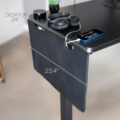 Vista 5 de VIVO Negro 24 pulgadas Manga de organización y gestión de cables debajo del escritorio con privacidad, sistema de panel de kit ocultador de cables