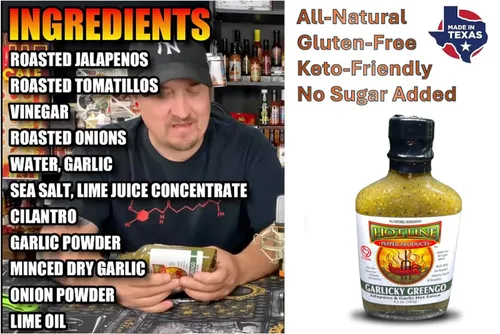 Vista 5 de HOT LINE PEPPER PRODUCTS Salsa Garlicky Greengo, 6.5 OZ