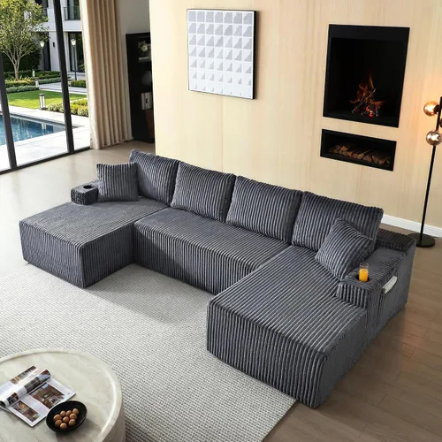 Vista 37 de Sofá seccional Cloud de 108 pulgadas, sofá seccional modular moderno con asiento profundo, sofás de pana sin estructura con chaise en forma de L