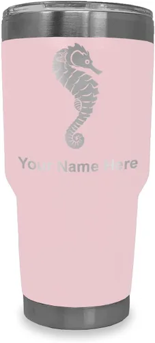 Vista 12 de LaserGram Vaso aislado al vacío de 20 onzas, caballito de mar, grabado personalizado incluido (negro)