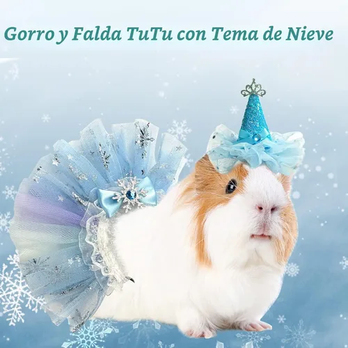 Vista 6 de Disfraz de princesa de cumpleaños de animales pequeños para conejo, conejillo de indias, corona de sombrero, falda tutú, sombrero de princesa