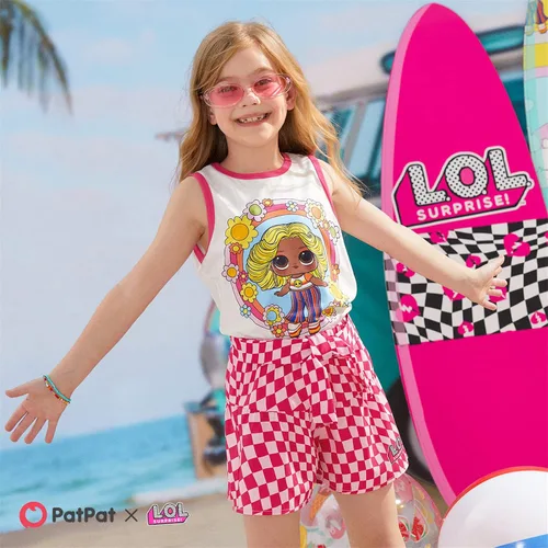 Vista 2 de L.O.L. Surprise! Conjunto de ropa para niñas, camiseta sin mangas y pantalones cortos con estampado de muñeca